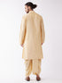 Vastramay Men's Gold Zari Weaved Kurta Dhoti Set
